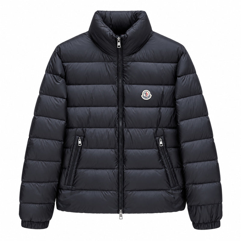 Stand-Collar Quilted Puffer - Black - Front