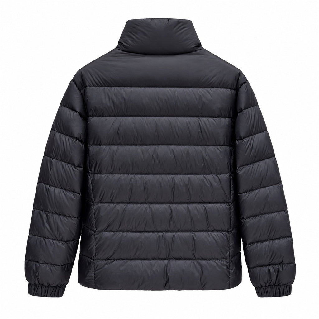 Stand-Collar Quilted Puffer - Black - Back