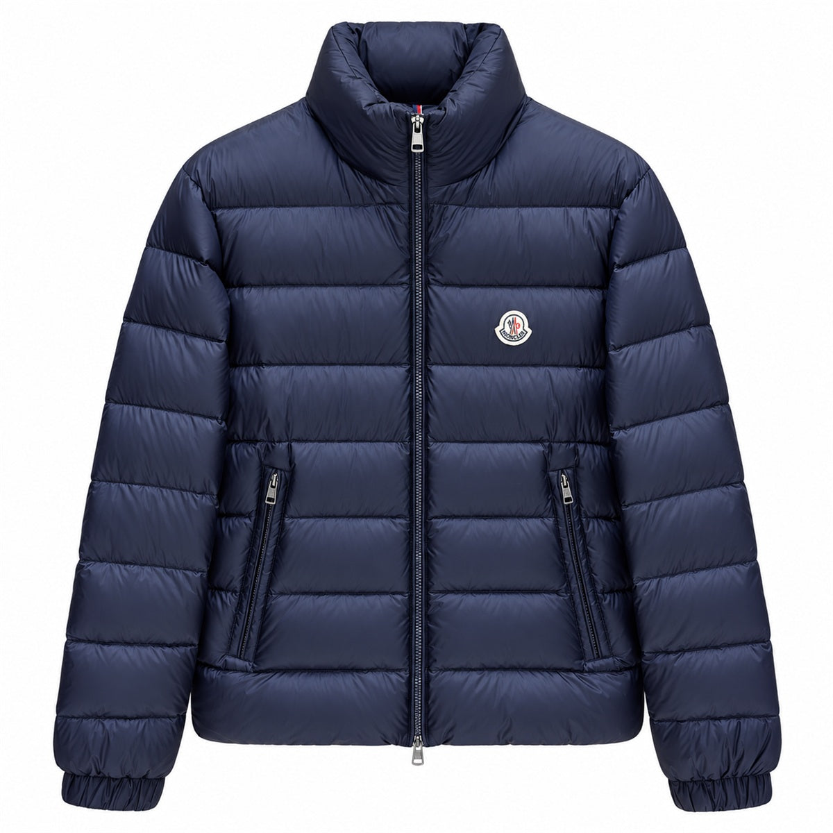 Stand-Collar Quilted Puffer - Navy Blue - Front