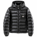 Chest Pocket Hooded Puffer - Black - Front
