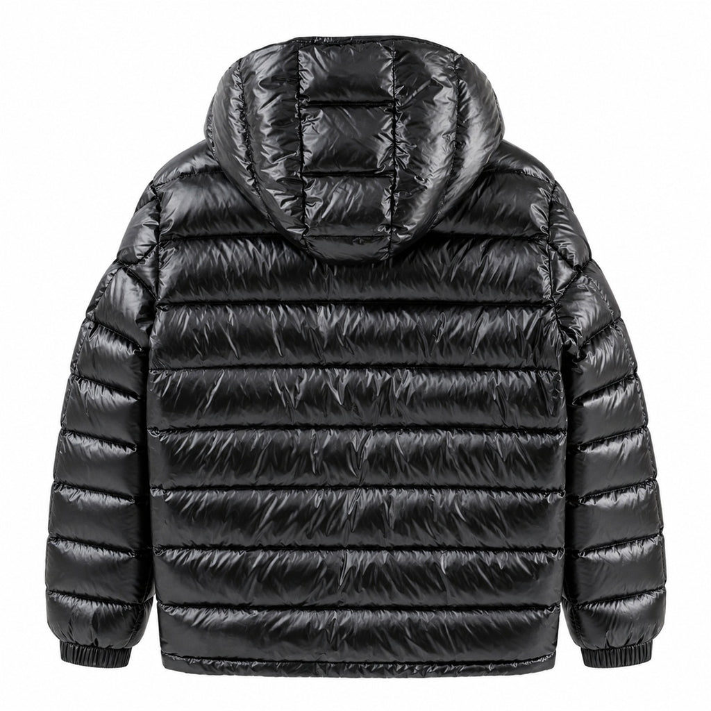 Chest Pocket Hooded Puffer - Black - Back