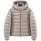 Chest Pocket Hooded Puffer - Taupe - Front