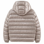 Chest Pocket Hooded Puffer - Taupe - Back