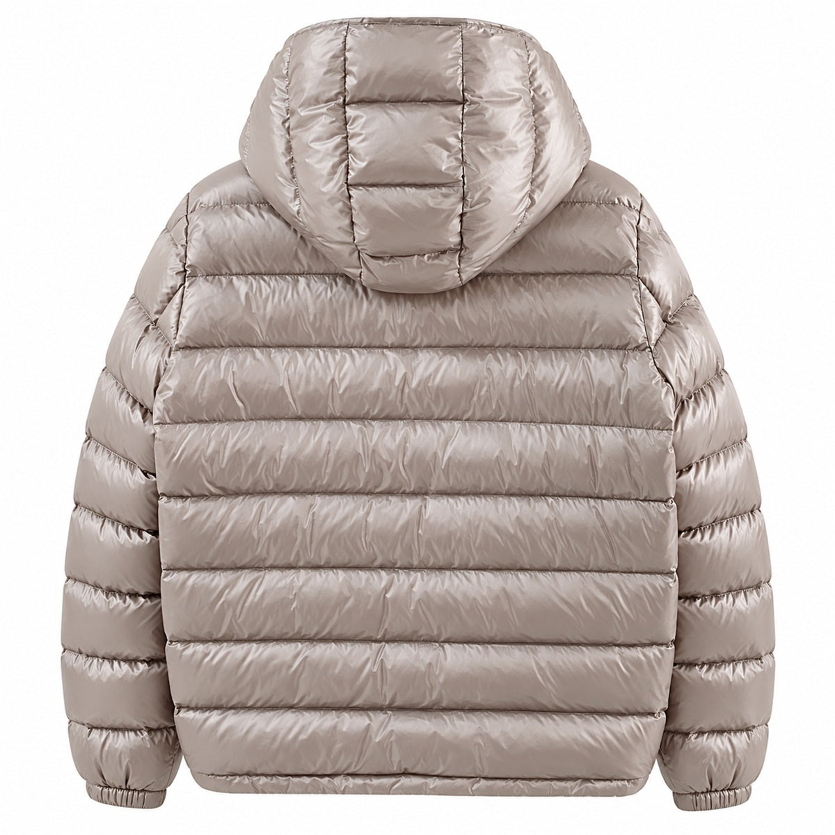 Chest Pocket Hooded Puffer - Taupe - Back