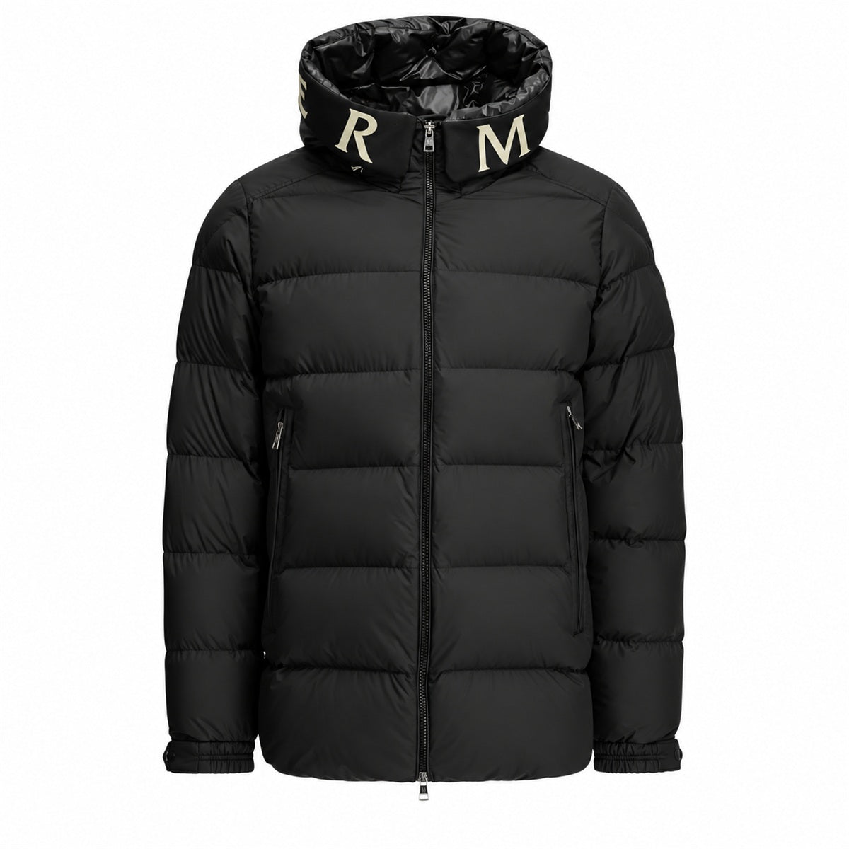 Lettered Hood Puffer - Black - Front