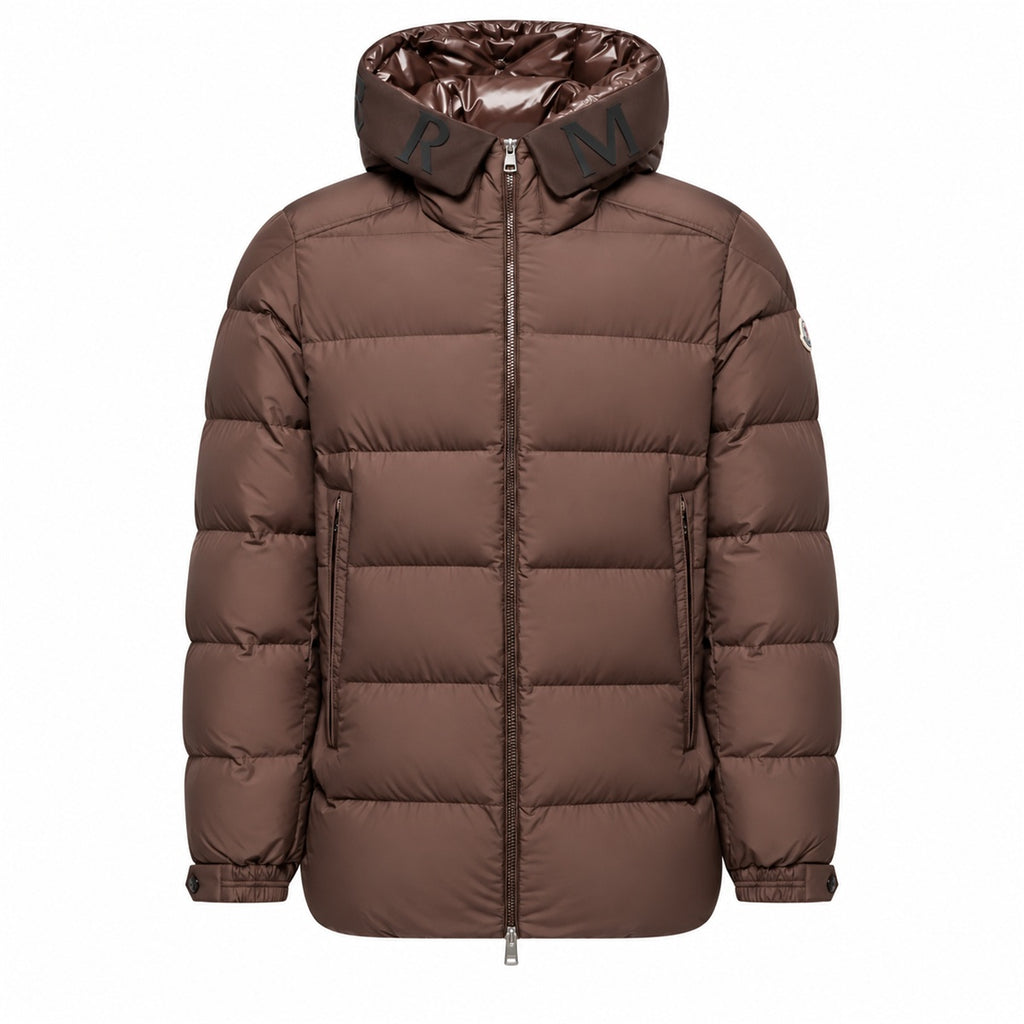 Lettered Hood Puffer - Brown - Front