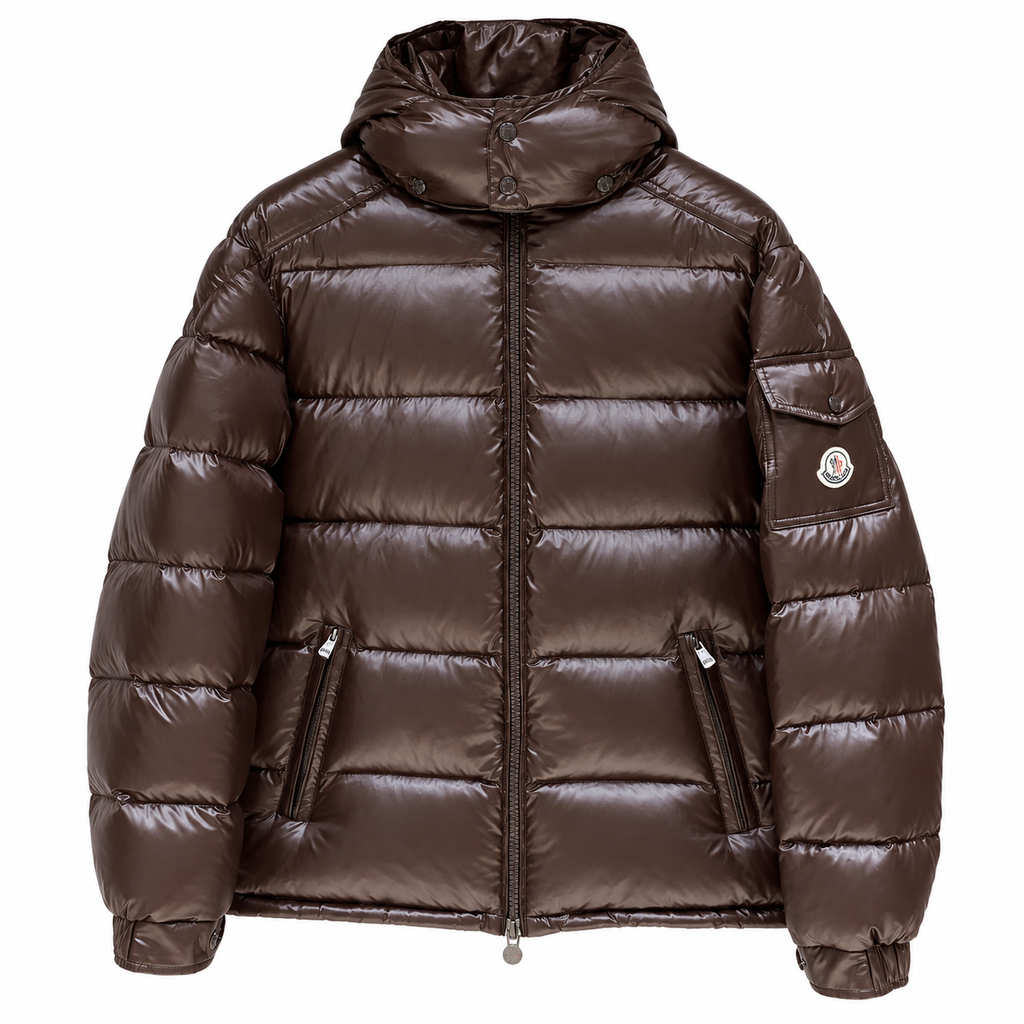 Moncler Hooded Puffer Jacket - Brown - Front