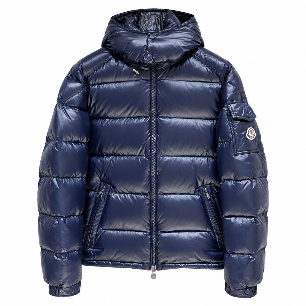 Moncler Hooded Puffer Jacket - Navy Blue - Front