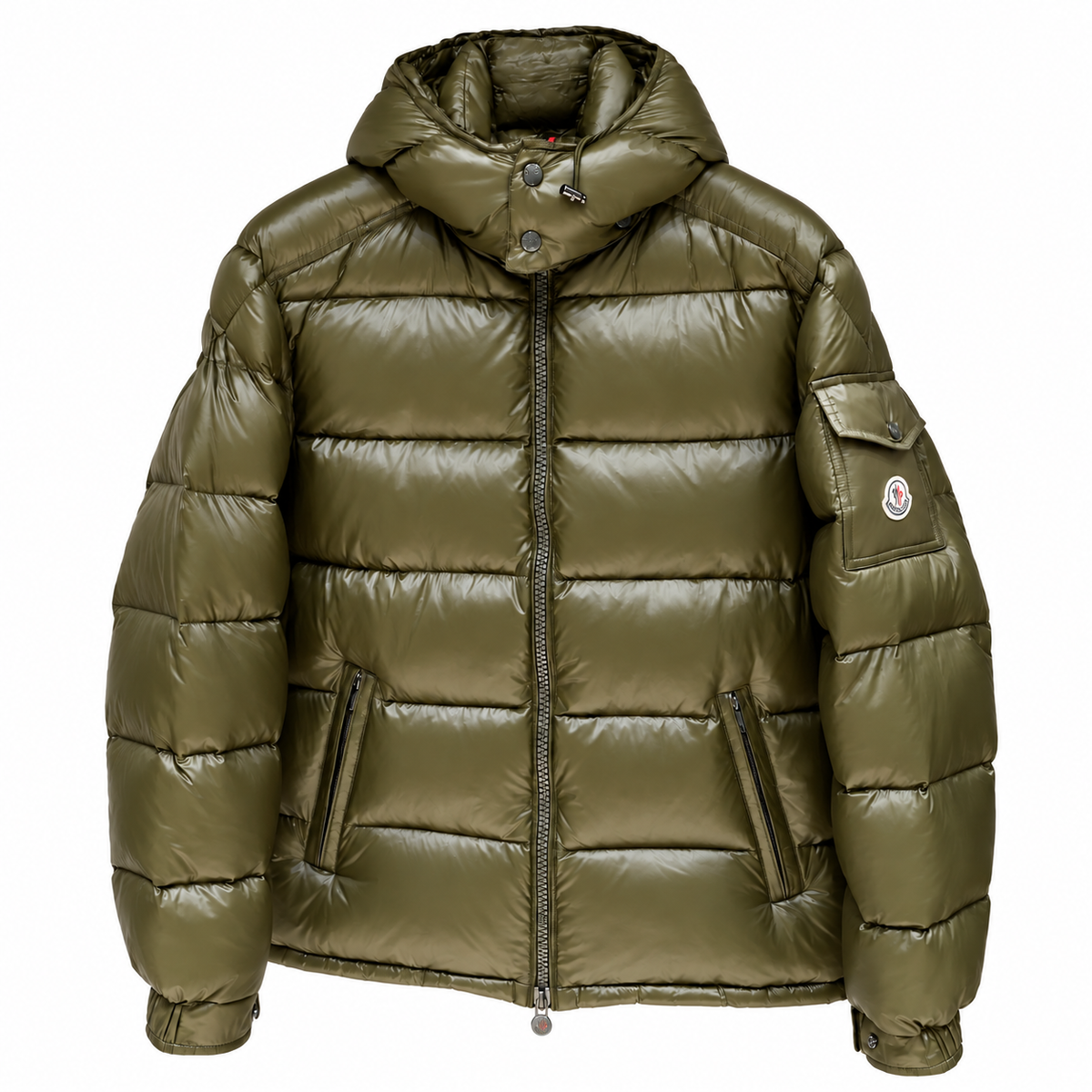 Moncler Hooded Puffer Jacket - Olive Green - Front