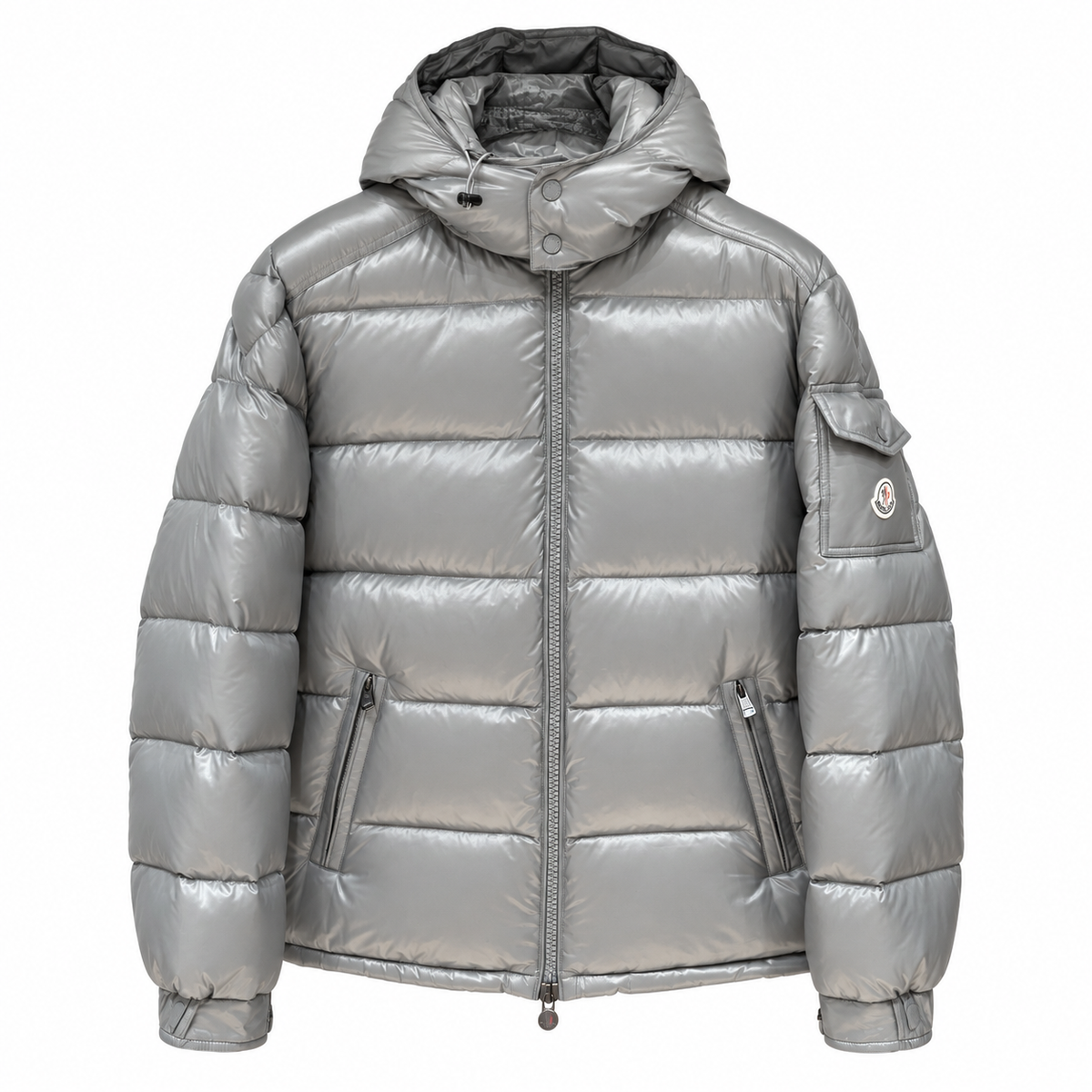 Moncler Hooded Puffer Jacket - Silver Gray - Front