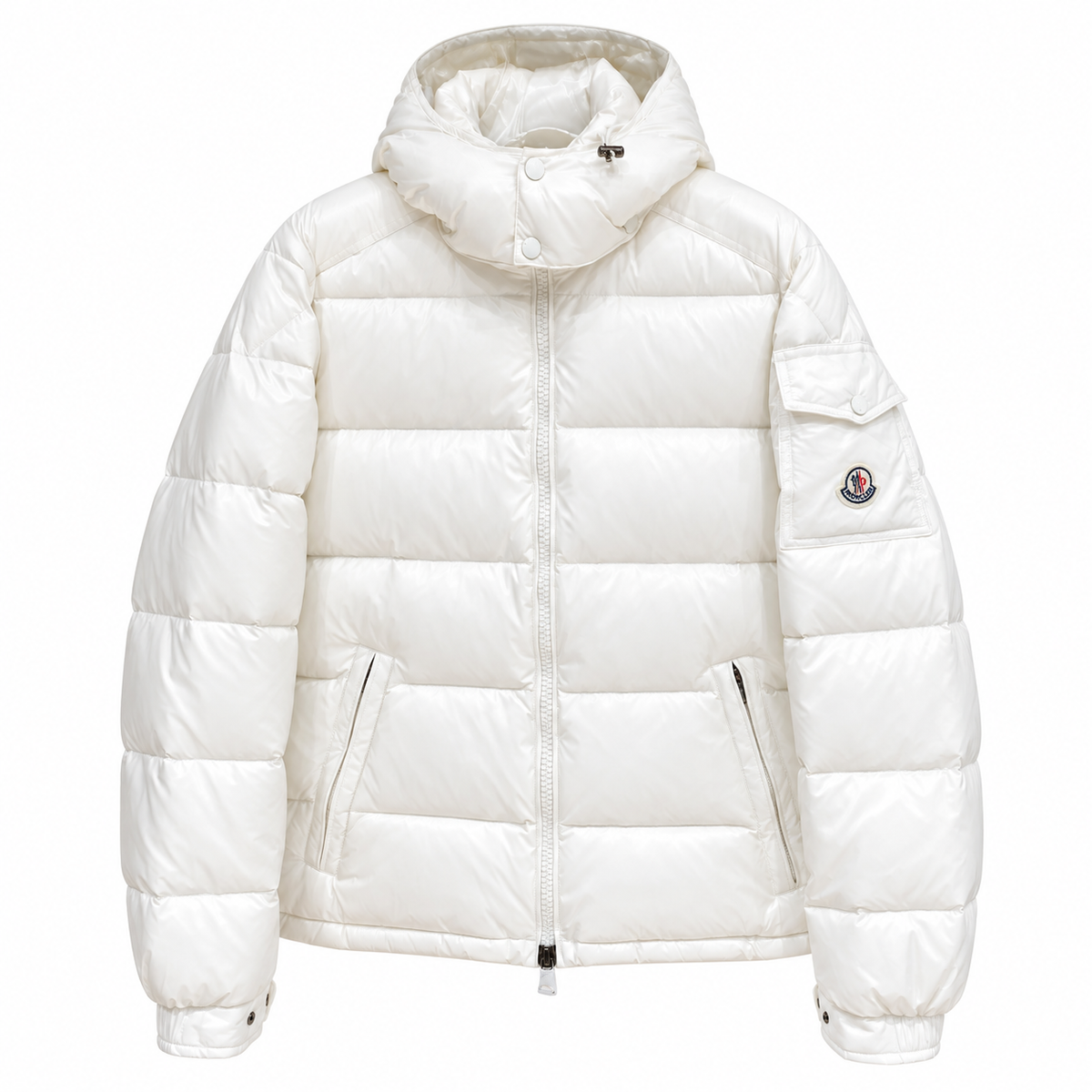 Moncler Hooded Puffer Jacket - White - Front