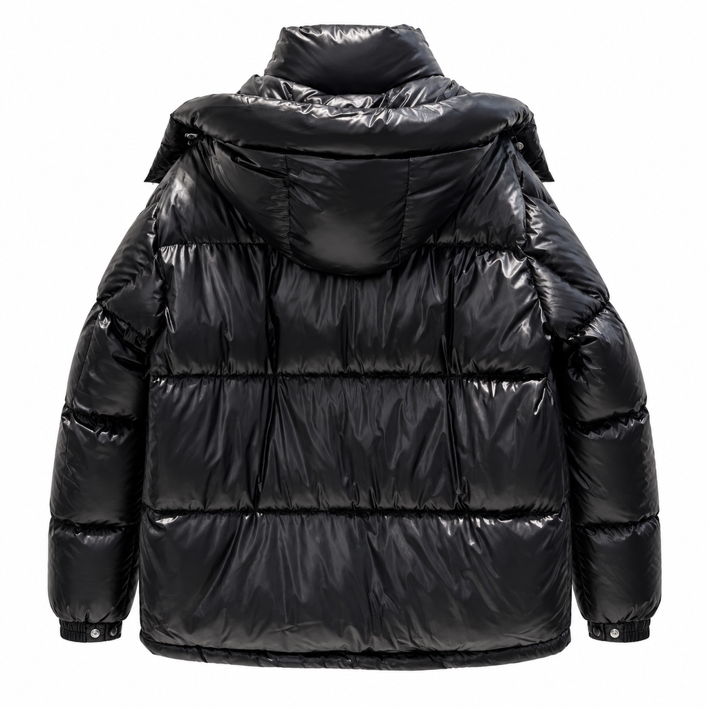 Black Moncler tricolor zip hooded jacket – back