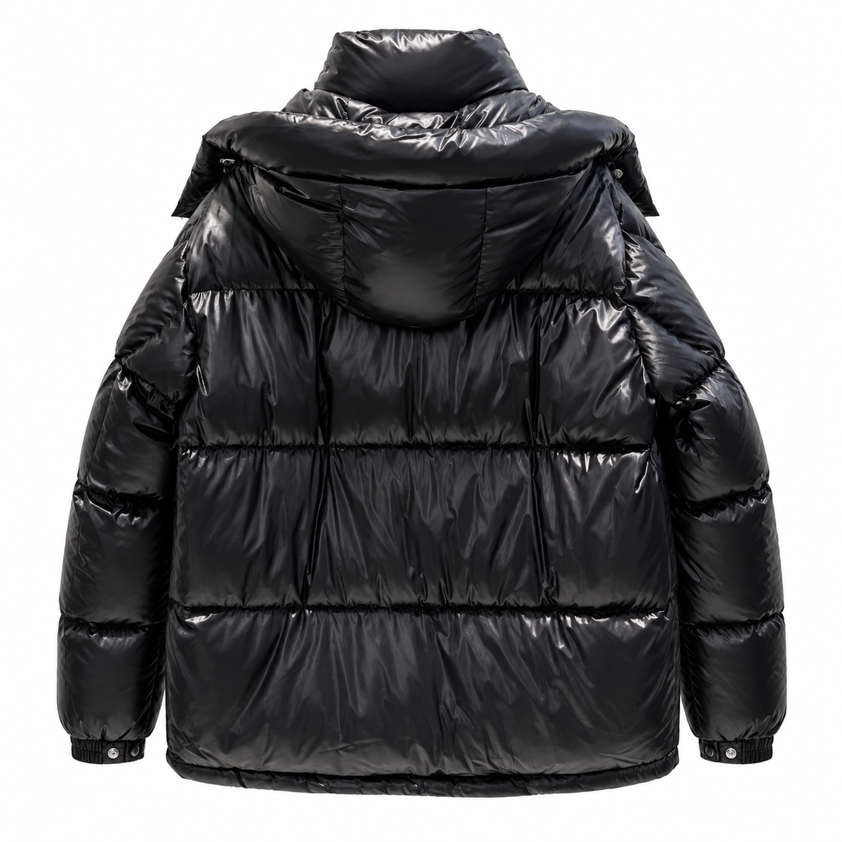 Black Moncler tricolor zip hooded jacket – back