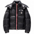 Black Moncler tricolor zip hooded jacket – front