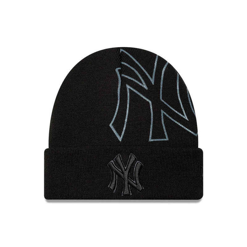 New York Yankees MLB Script Black Cuff Knit Beanie Hat