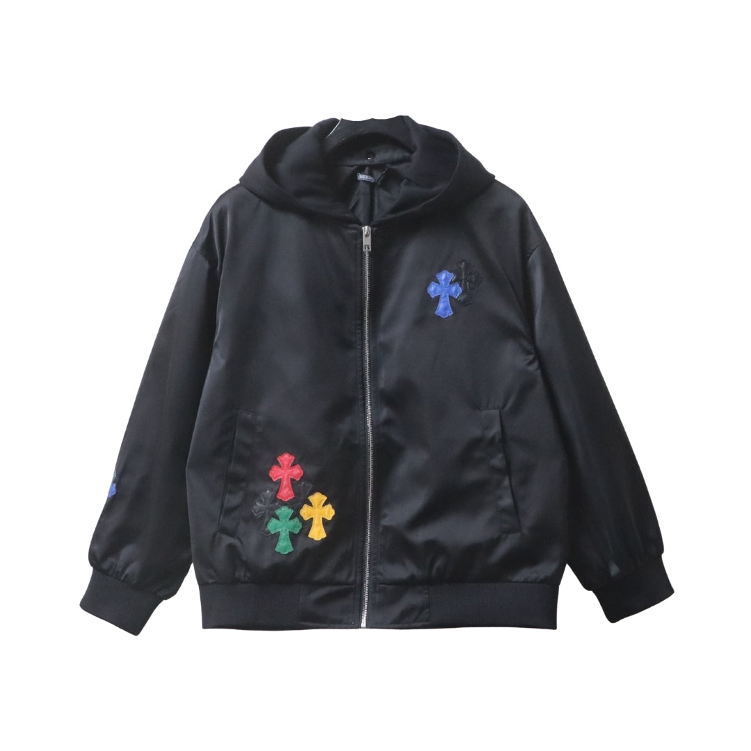 Chrome Hearts Cross Patch Hooded Zip Jacket – Black