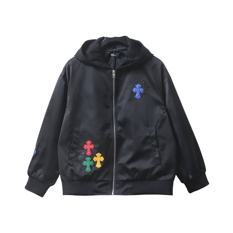 Chrome Hearts Cross Patch Hooded Zip Jacket – Black