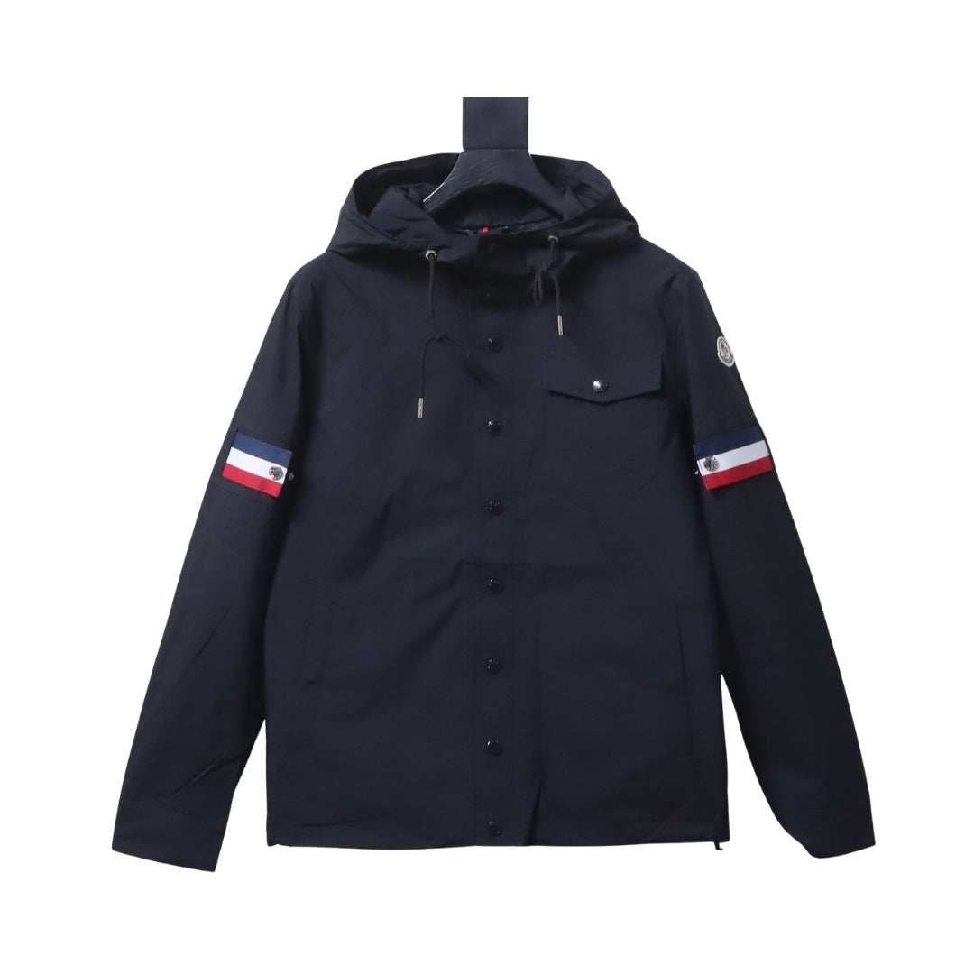 Moose Knuckles Giacca Nera con Righe Tricolori