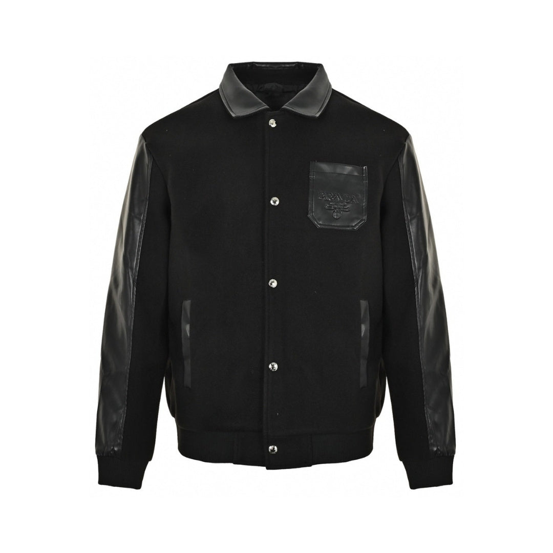 Prada Giacca varsity in lana e pelle