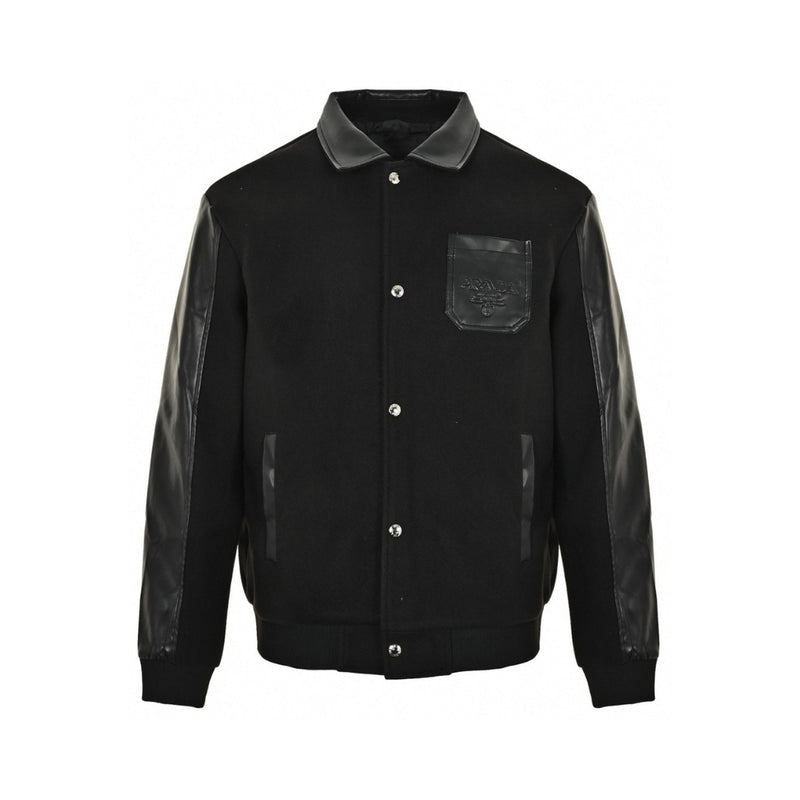 Prada Giacca varsity in lana e pelle