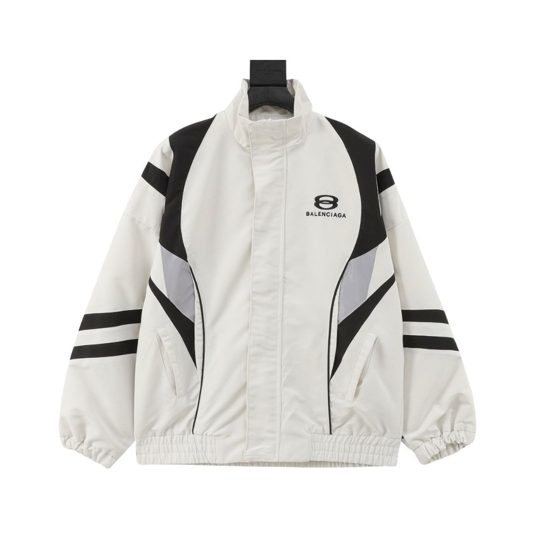 BALENCIAGA Giacca Sportiva Bianca e Nera con Logo