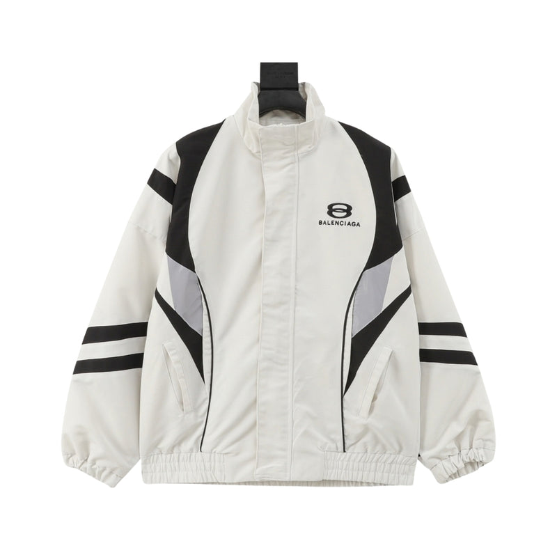 BALENCIAGA Giacca Sportiva Bianca e Nera con Logo