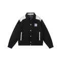 AMIRI black varsity jacket with white shoulders