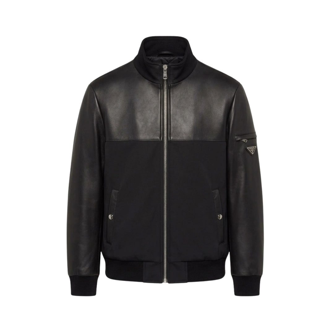 Prada Pelle e Lana Logo Triangolare Nera