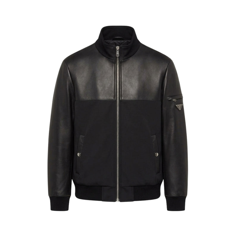 Prada Pelle e Lana Logo Triangolare Nera
