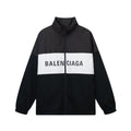 BALENCIAGA denim embroidered patchwork zipper jacket