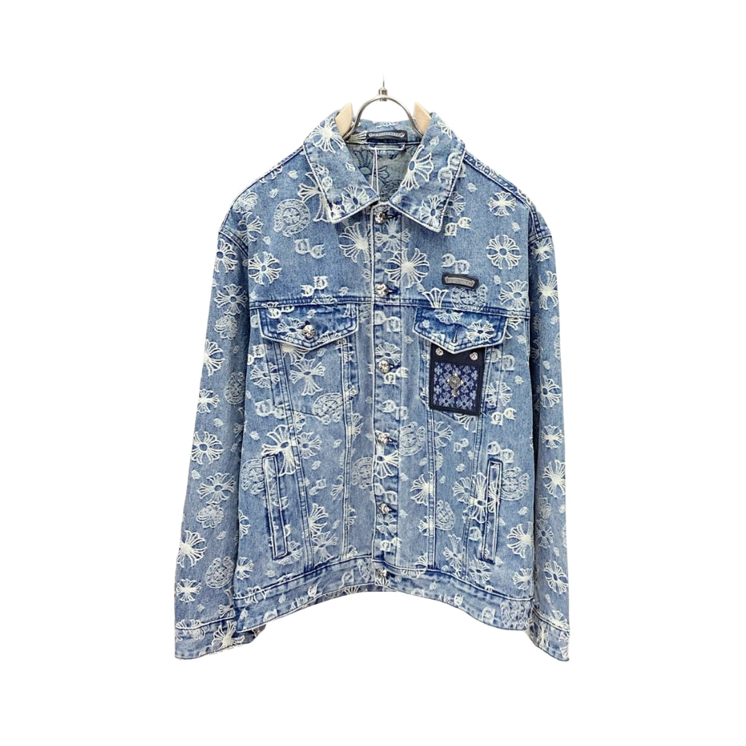 Chrome hearts Giacca Di Jeans Blu Ricamata