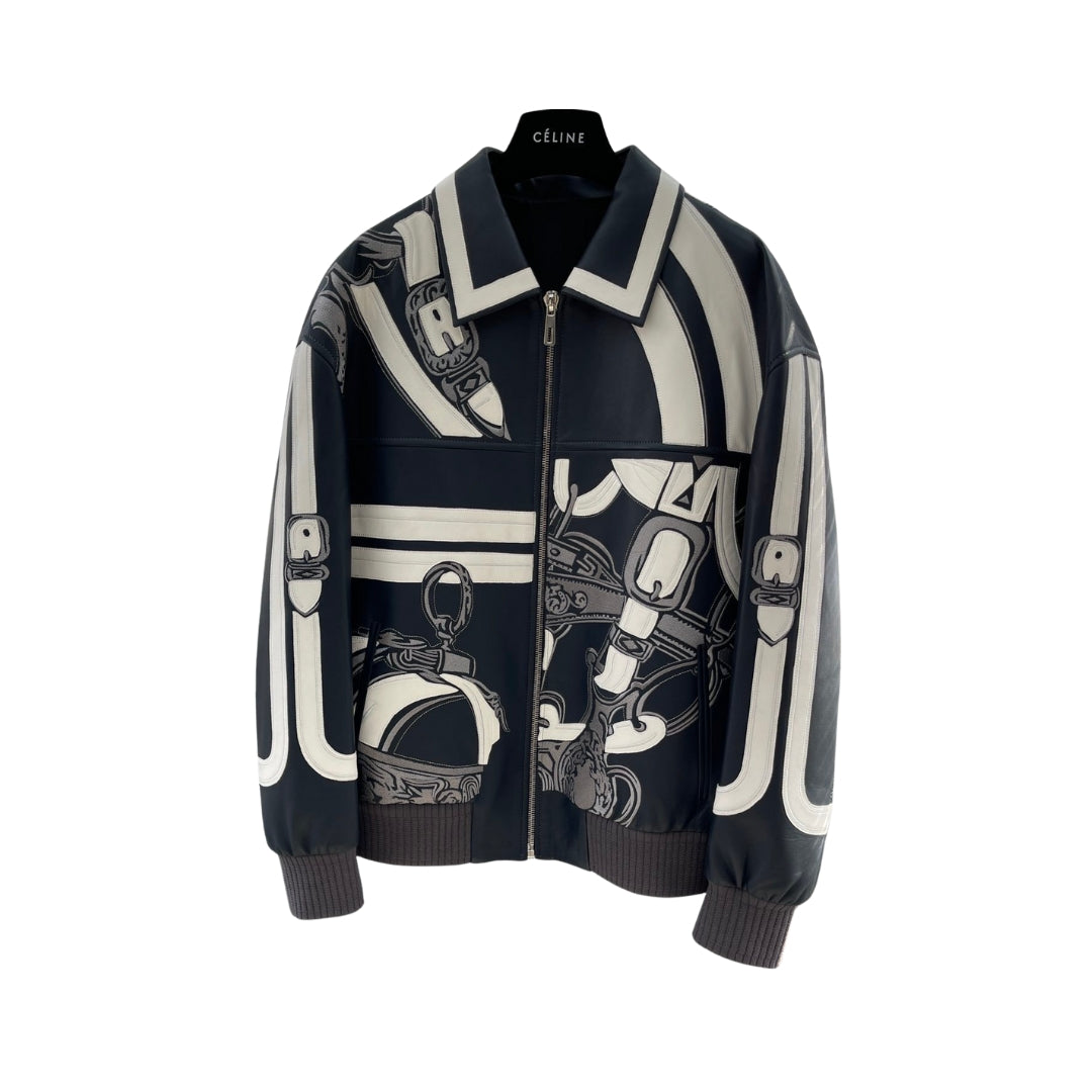 Hermès Design Distintivo Nero E Bianco Con Ricamo