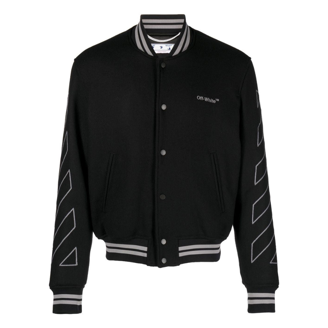 Off-White Diagonal 3D Line Skinny Varsity Jacket