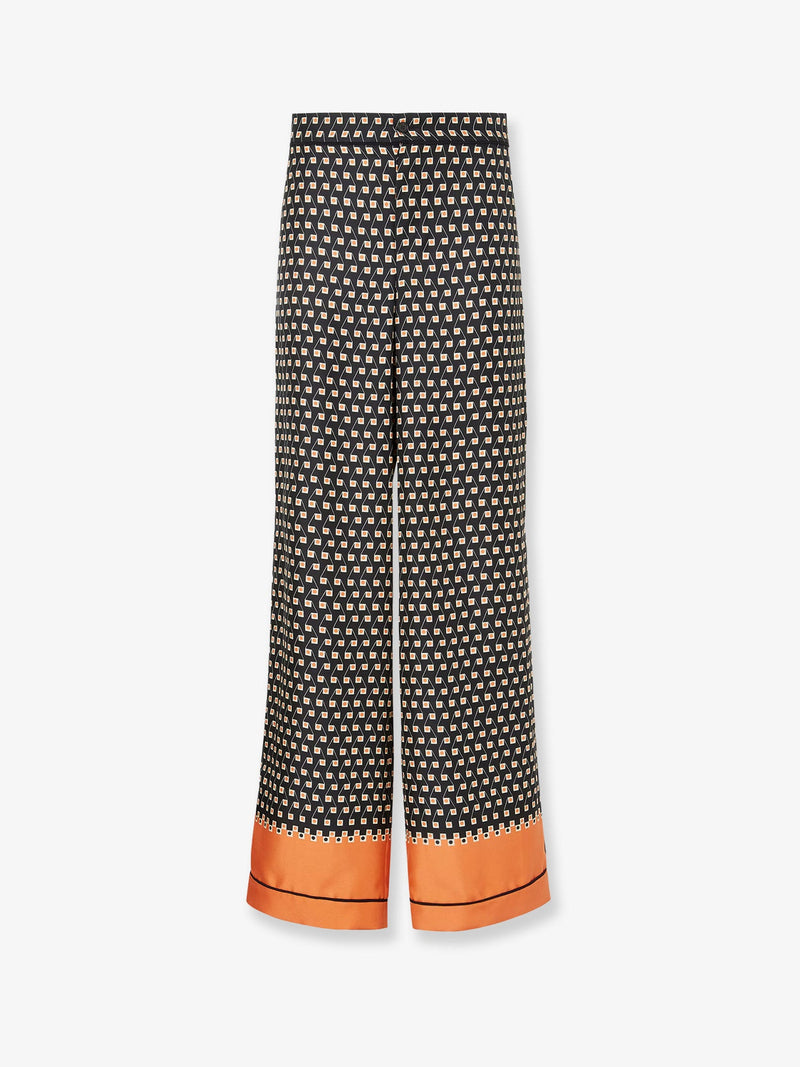 Fendi Printed black silk pajamas trousers