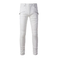 Balmain White Zip Jeans