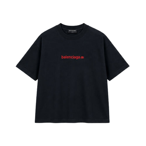 Balenciaga T-shirt Nera Con Logo Ricamato