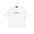 Balenciaga T-shirt Bianca Con Logo Rosso