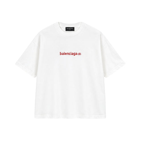Balenciaga T-shirt Bianca Con Logo Rosso
