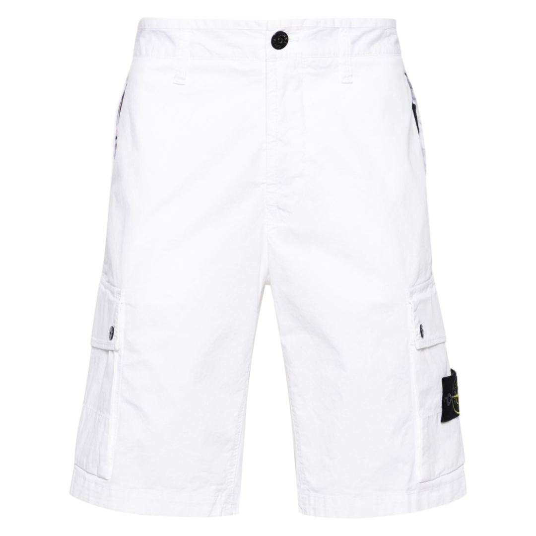 Stone Island Bermuda Cargo Bianco Shorts