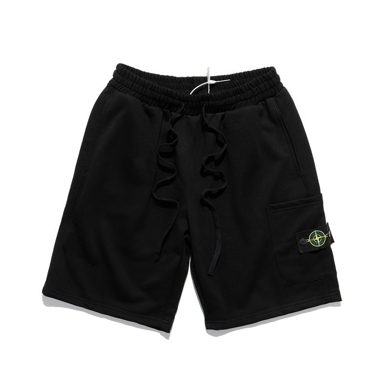 Stone Island Logo Cotton Shorts Black